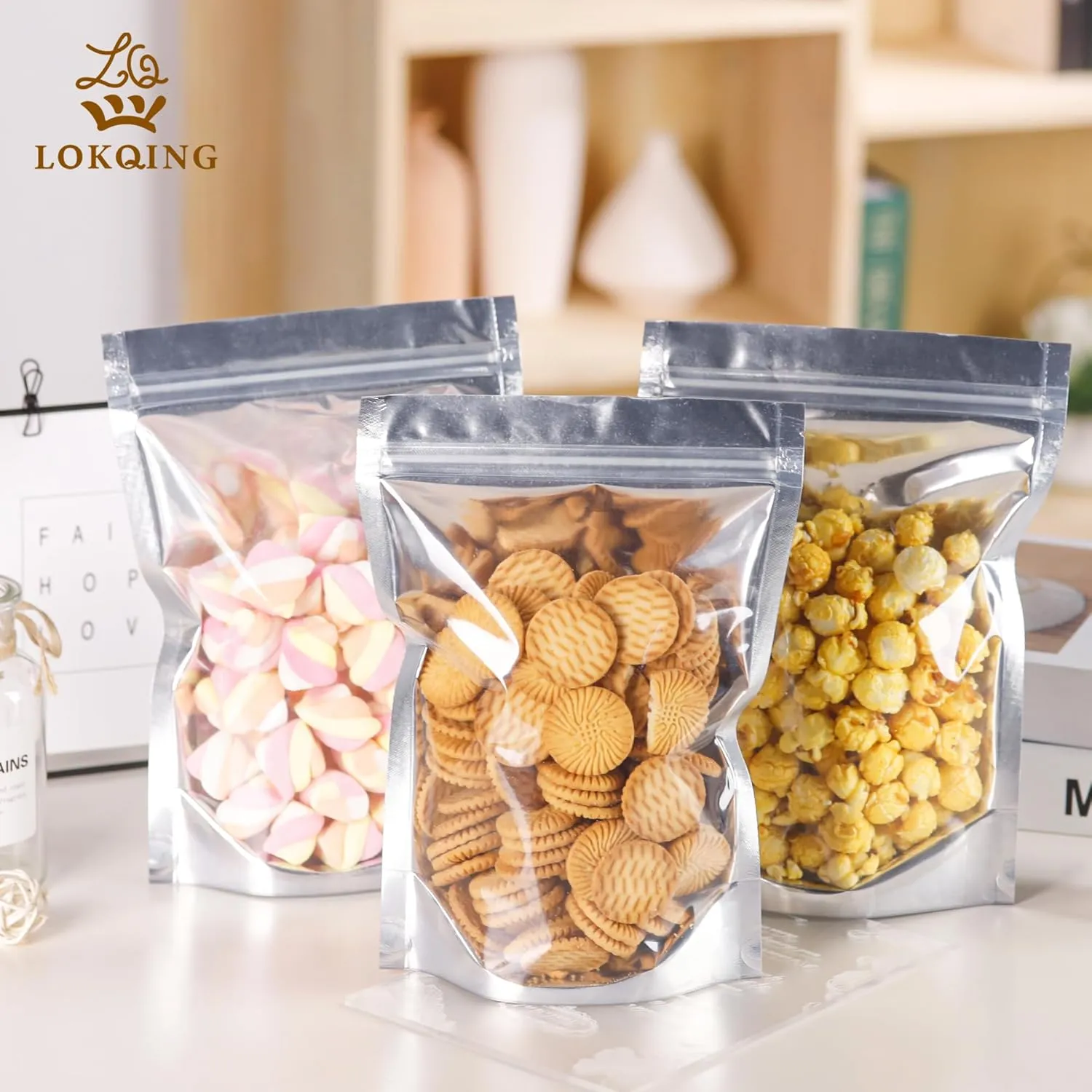 100 PACK Mylar Bags for Food Storage and Resealable Bags for Small Business Packaging Supplies Great for Party Favor Food Storage Bags (Silver,6x9Inches)