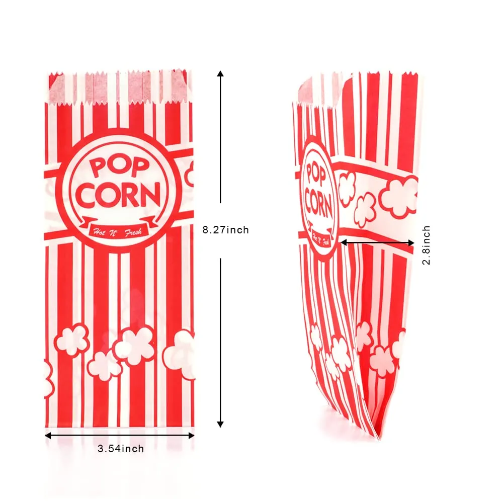 1000 Pcs 1 OZ Popcorn Bags Red and white Bulk Popcorn Bags for individual servings Small Paper Bag for Movie, Theater, Carnival Party, Decorations (1000)