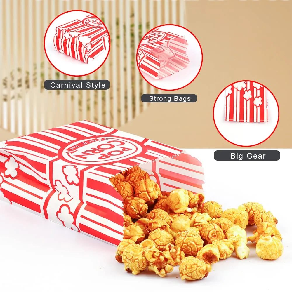 1000 Pcs 1 OZ Popcorn Bags Red and white Bulk Popcorn Bags for individual servings Small Paper Bag for Movie, Theater, Carnival Party, Decorations (1000)