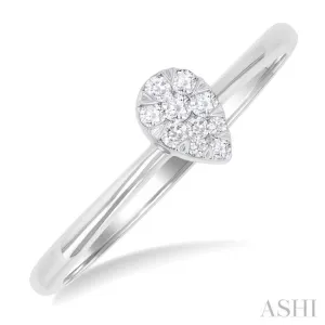1/10 ctw Lovebright Petite Pear Shape Round Cut Diamond Fashion Ring in 10K White Gold