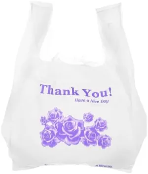 1/10 White Flower Design Plastic Shopping Bags 1000 Count (8x4x16)