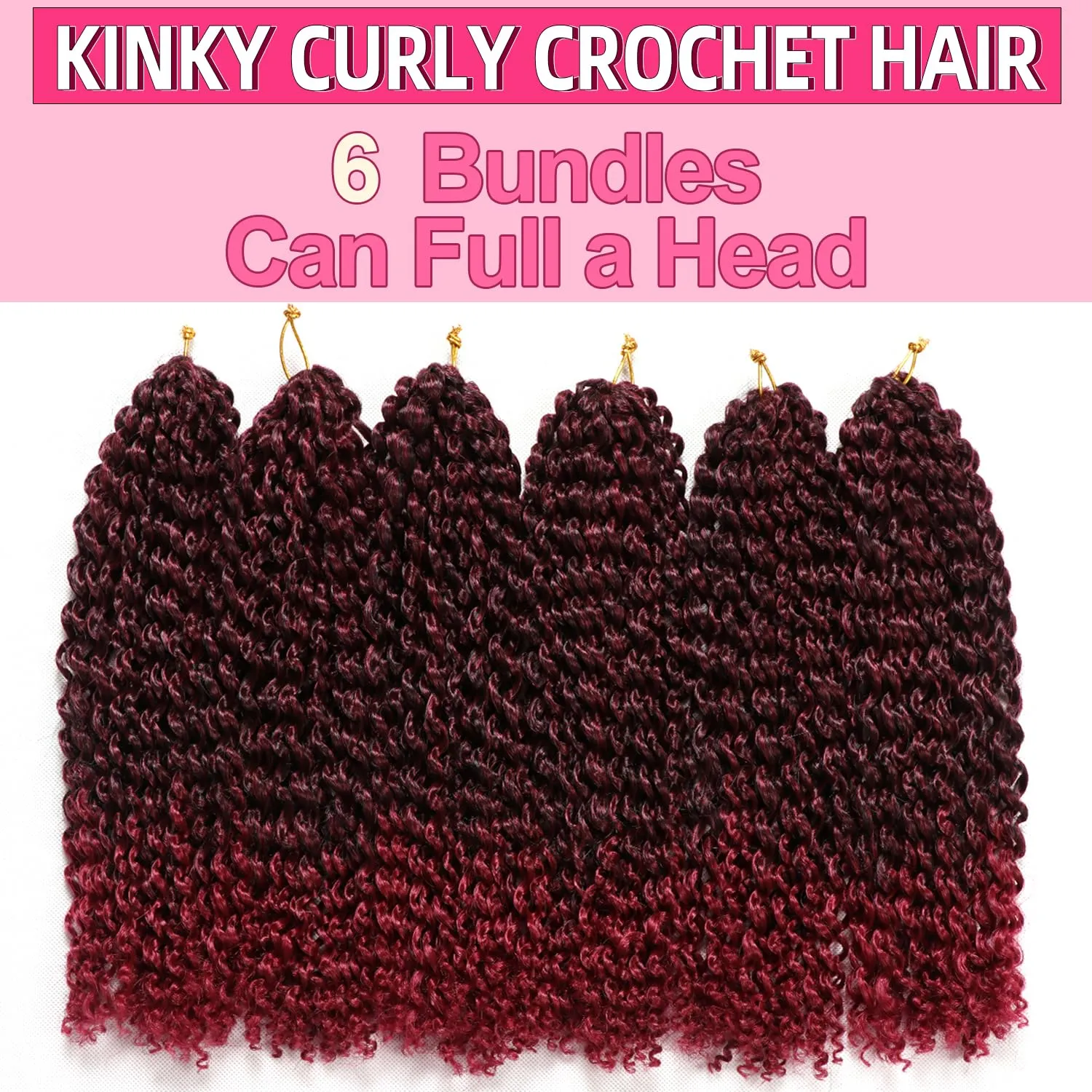 12 Inch Short Passion Twist Hair 6 Bundles Marlybob Kinky Curly Crochet Hair for Black Women Jerry Curly Braiding Hair (6 Bundles 12 Inch, 1B/Burgundy)