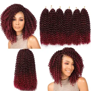 12 Inch Short Passion Twist Hair 6 Bundles Marlybob Kinky Curly Crochet Hair for Black Women Jerry Curly Braiding Hair (6 Bundles 12 Inch, 1B/Burgundy)