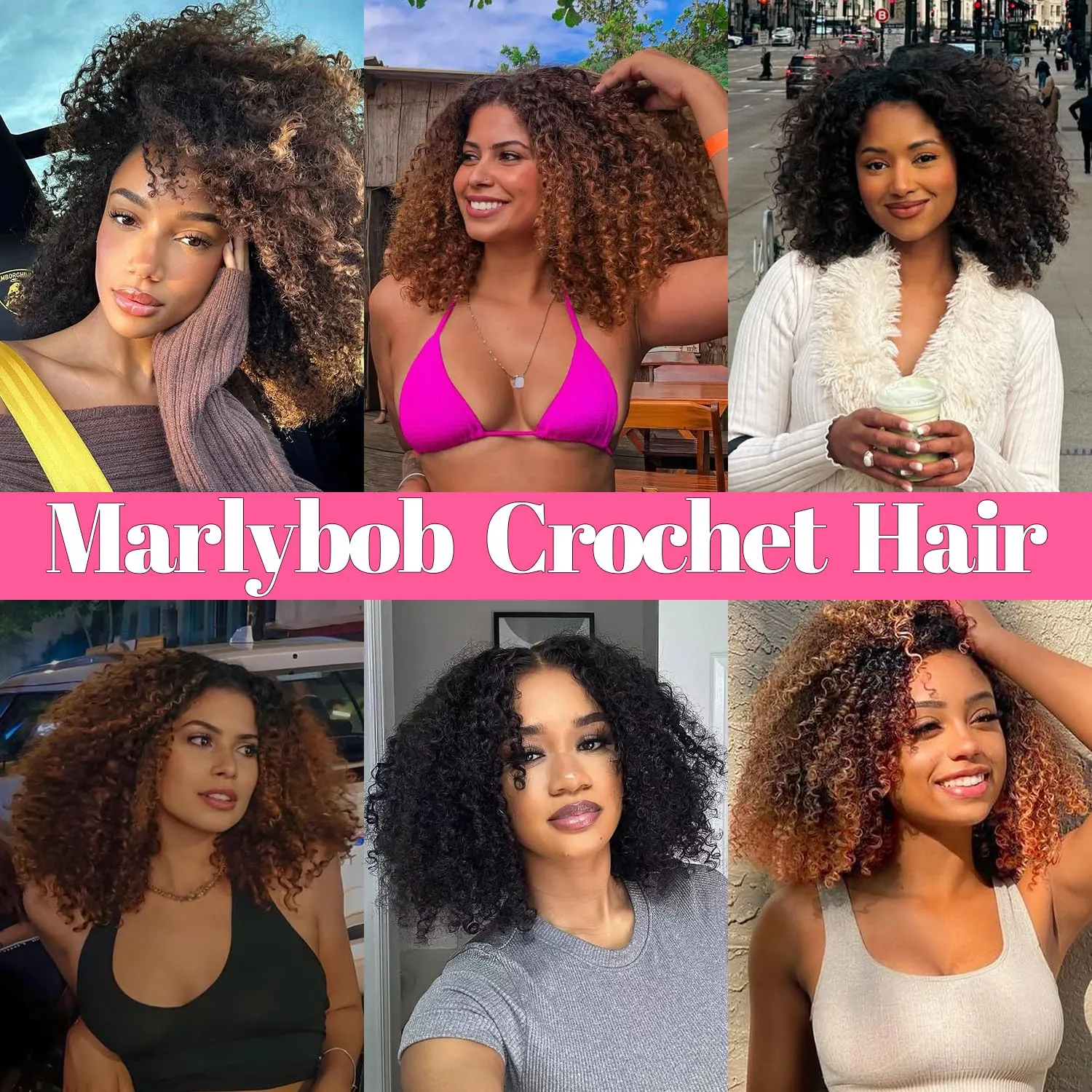 12 Inch Short Passion Twist Hair 6 Bundles Marlybob Kinky Curly Crochet Hair for Black Women Jerry Curly Braiding Hair (6 Bundles 12 Inch, 1B/Burgundy)