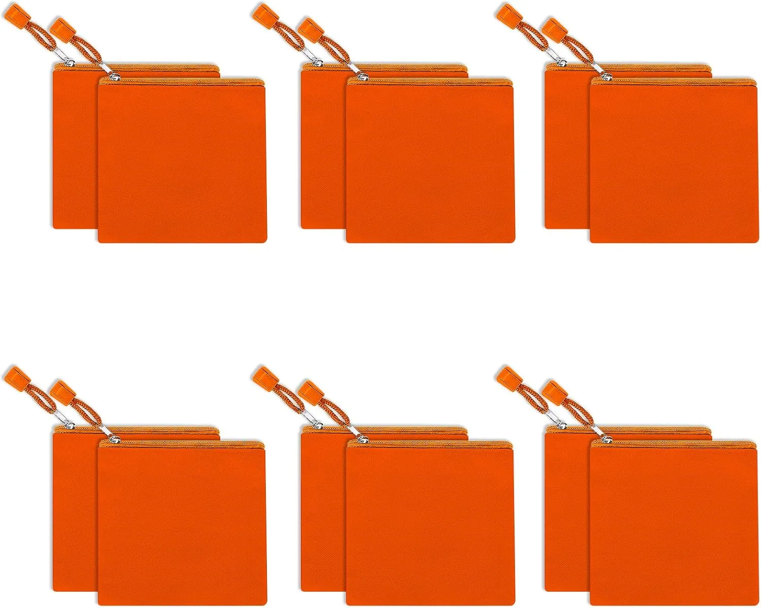 12 Pack DIY Craft Cotton Canvas Bag, Multi-Purpose Cosmetic Bag Makeup Pouches with Zipper Travel Toiletry Bag (XS, Orange)