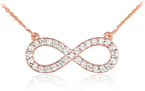14k Rose Gold Diamond Infinity Pendant Necklace
