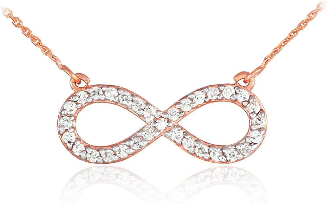14k Rose Gold Diamond Infinity Pendant Necklace