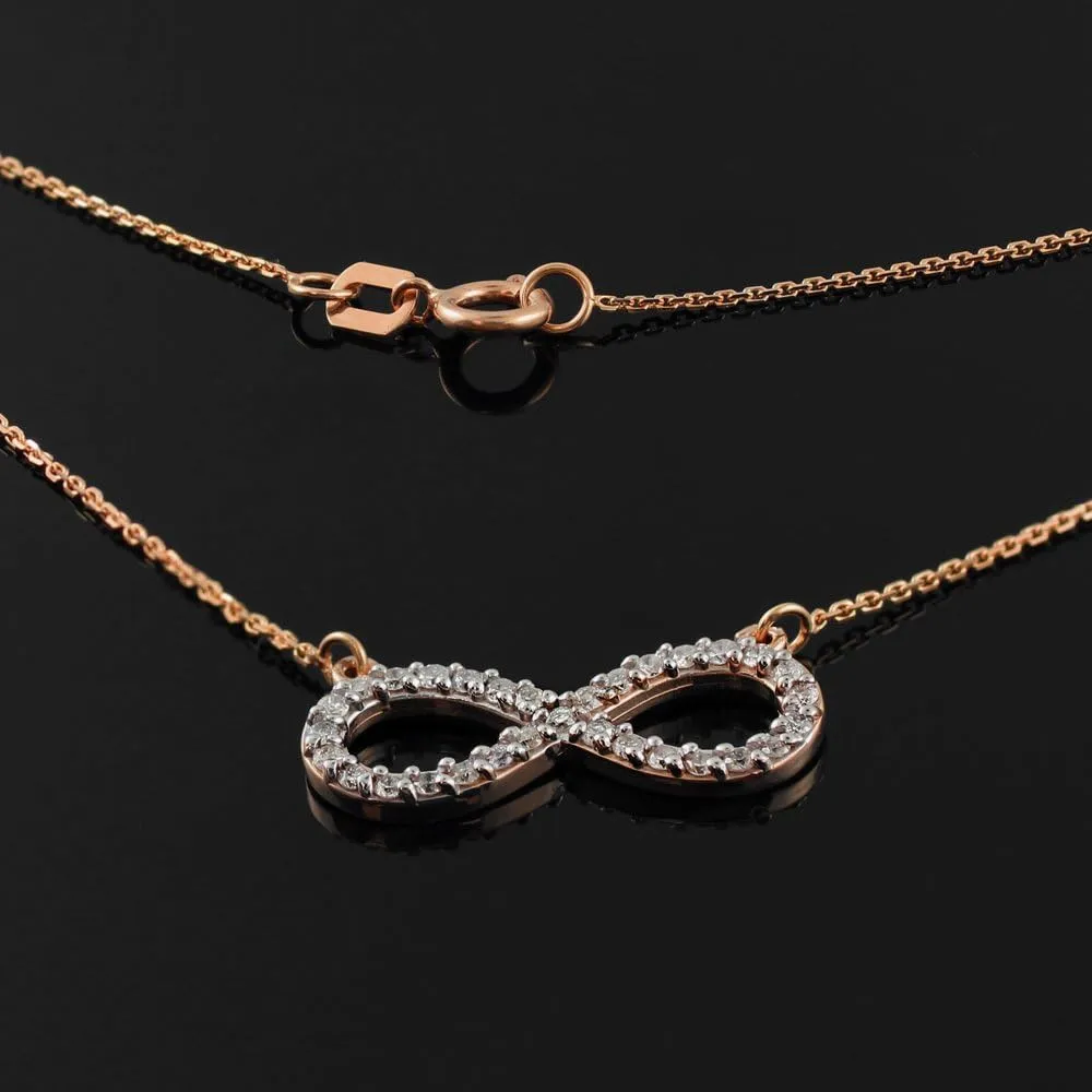 14k Rose Gold Diamond Infinity Pendant Necklace