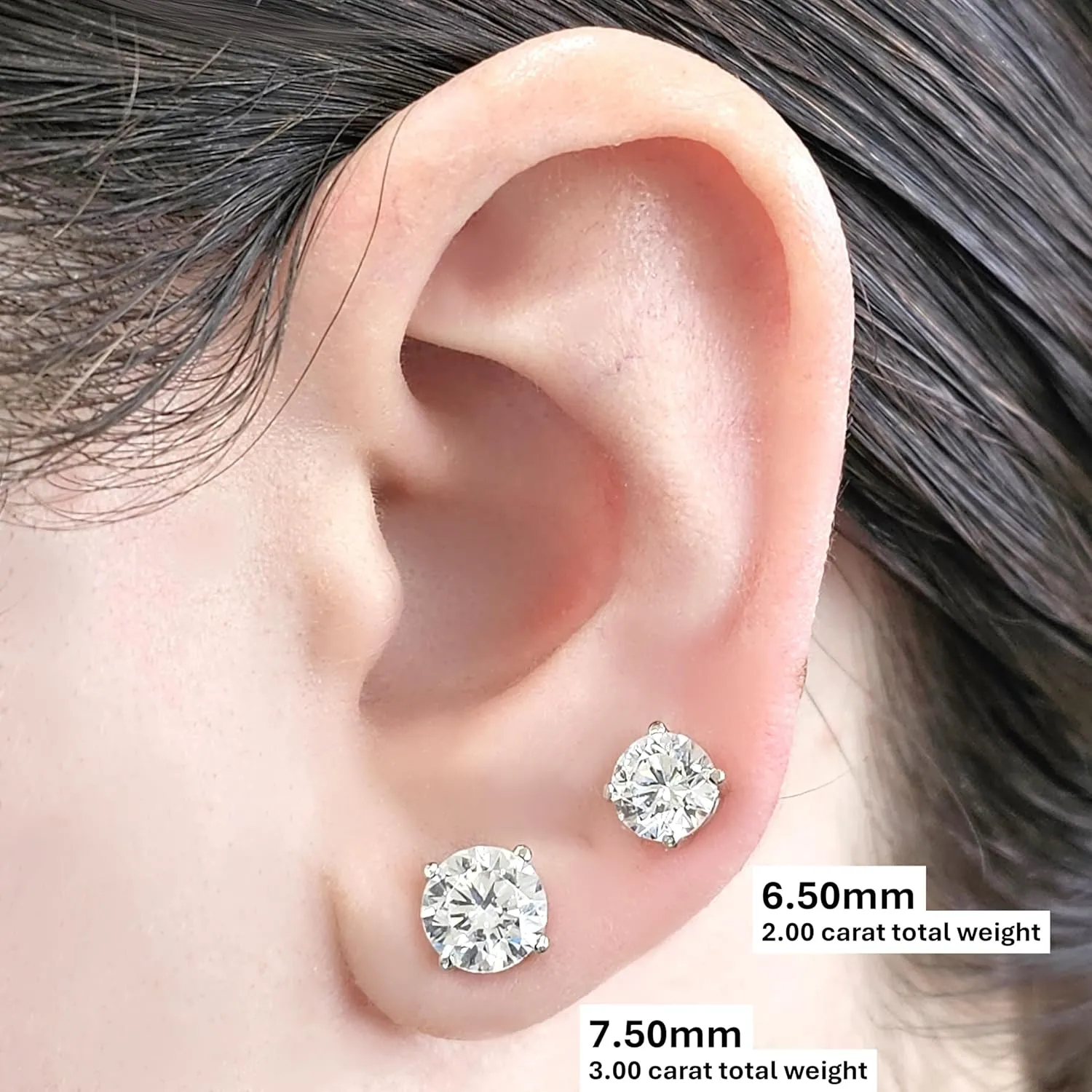 14K Solid Gold Post & Silver Simulated Diamond Stud Earrings-cubic zirconia earrings studs .30ct to 8.00ct