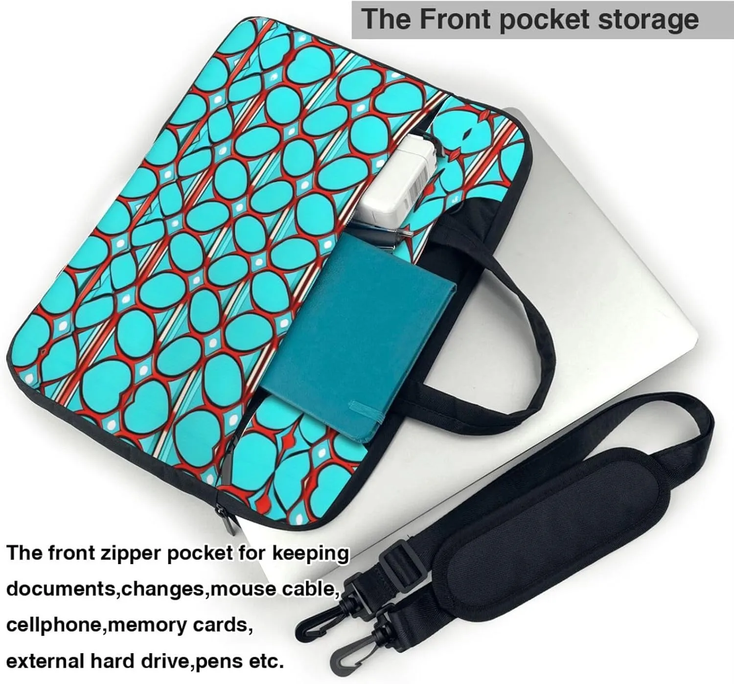 15.6-Inch Laptop Computer And Tablet Shoulder Bag Carrying Case,Business Casual,White Blue Daisy Print