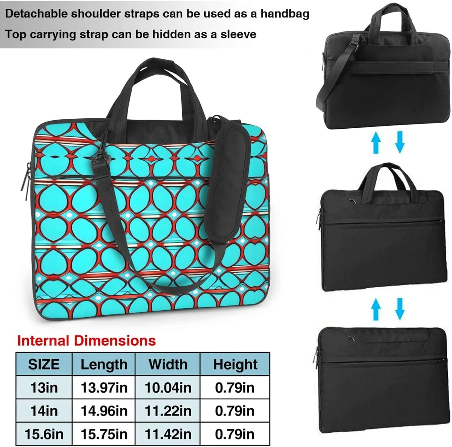15.6-Inch Laptop Computer And Tablet Shoulder Bag Carrying Case,Business Casual,White Blue Daisy Print