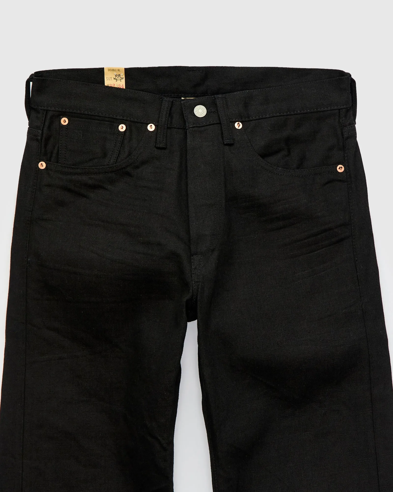 15oz Rinsed Black Selvedge Denim - Full Straight Fit