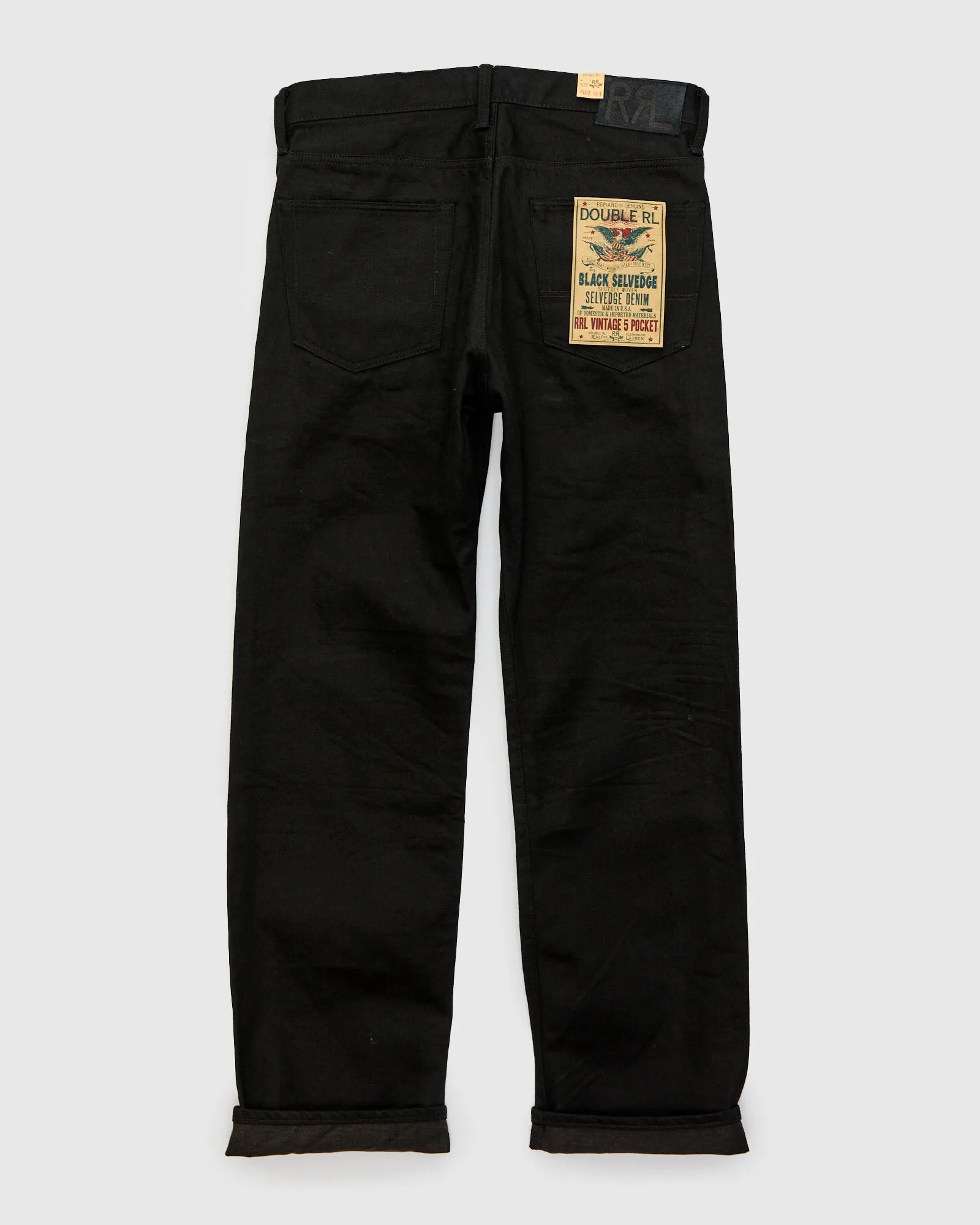 15oz Rinsed Black Selvedge Denim - Full Straight Fit