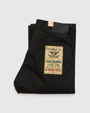 15oz Rinsed Black Selvedge Denim - Full Straight Fit