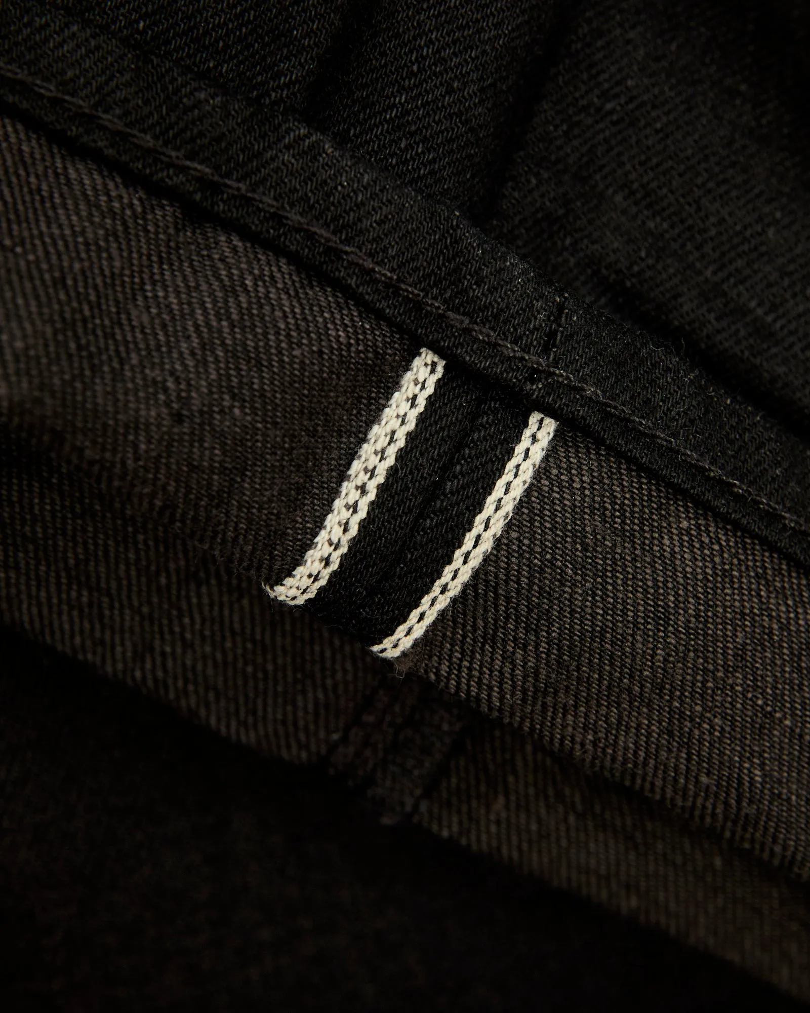 15oz Rinsed Black Selvedge Denim - Full Straight Fit