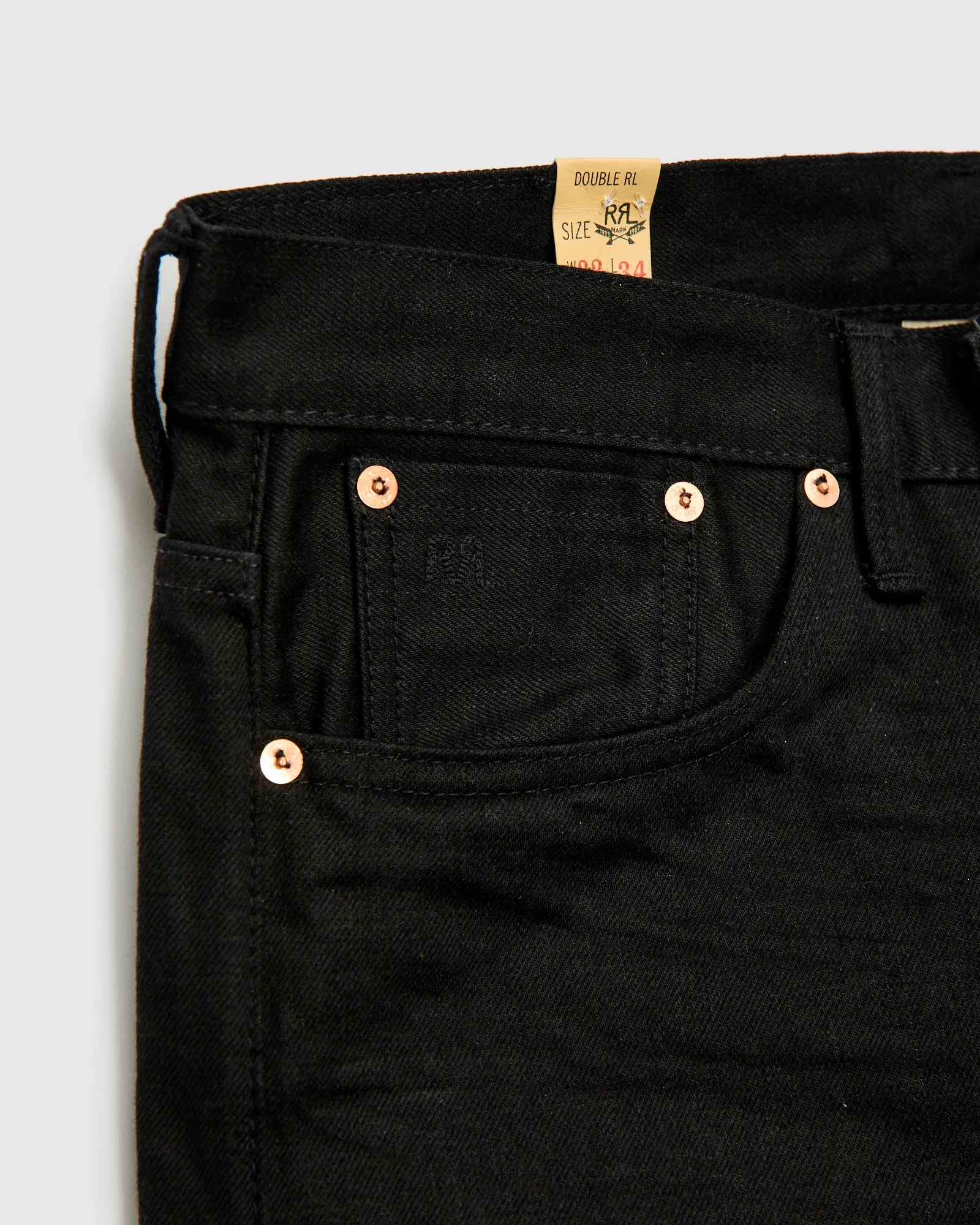 15oz Rinsed Black Selvedge Denim - Full Straight Fit