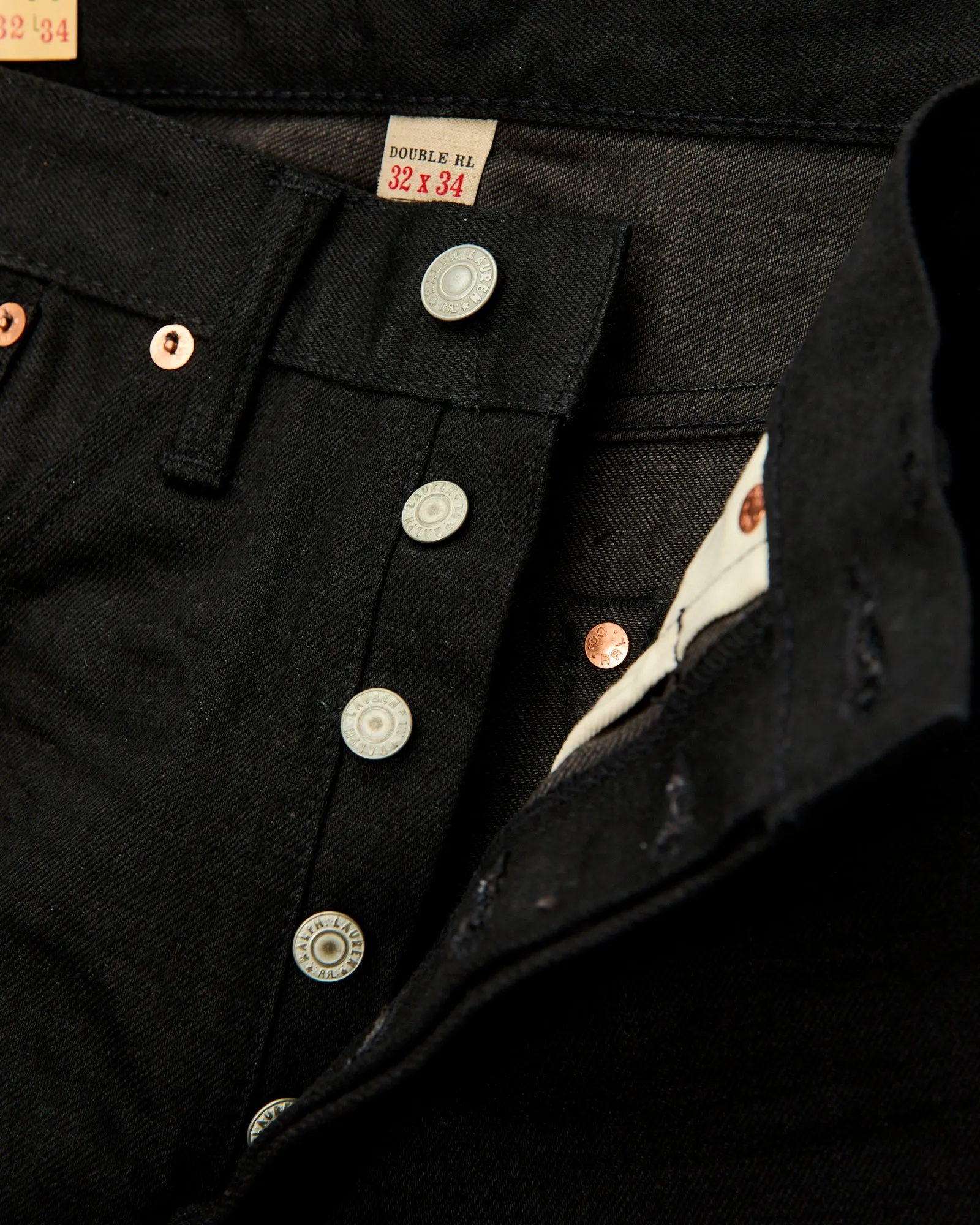 15oz Rinsed Black Selvedge Denim - Full Straight Fit