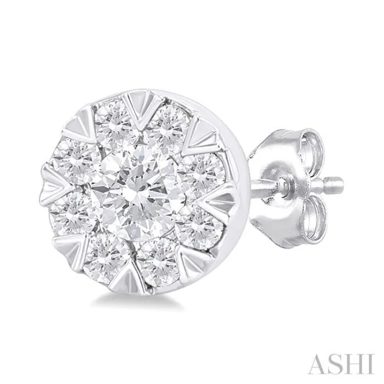 1/6 ctw Lovebright Petite Round Shape Round Cut Diamond Fashion Stud Earring in 10K White Gold
