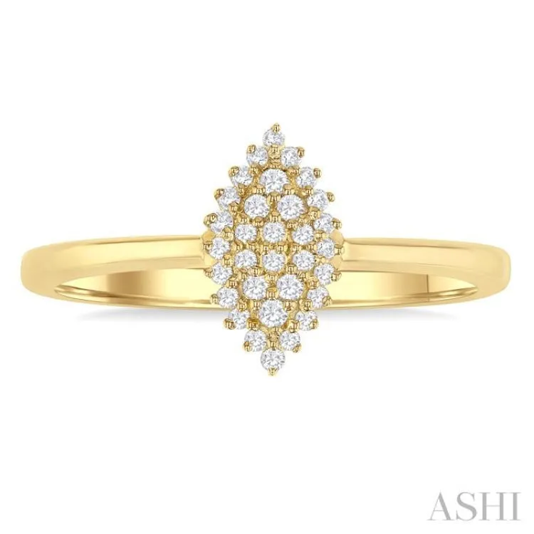 1/6 ctw Petite Marquise Shape Round Cut Diamond Cluster Fashion Ring in 10K Yellow Gold