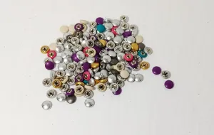 163 Genuine Leather Covered  Buttons 14 Line, RANDOM Color Assortment Pivot Back; crafters; scrapbooking; arts and crafts; Half Ball