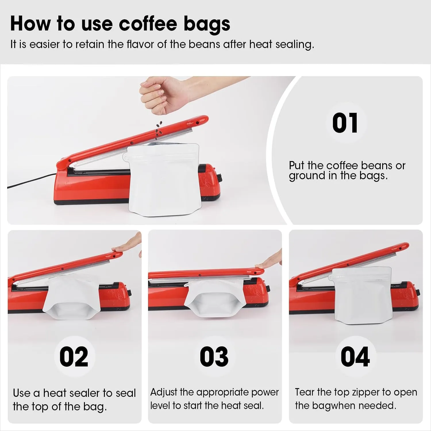 16oz 1lb 60pcs Coffee Bags With Valve, Vented Barrier Storage Pouches, Stand-up Packaging for Food, Diamond Shaped, Requires Heat Sealing Machine (White)