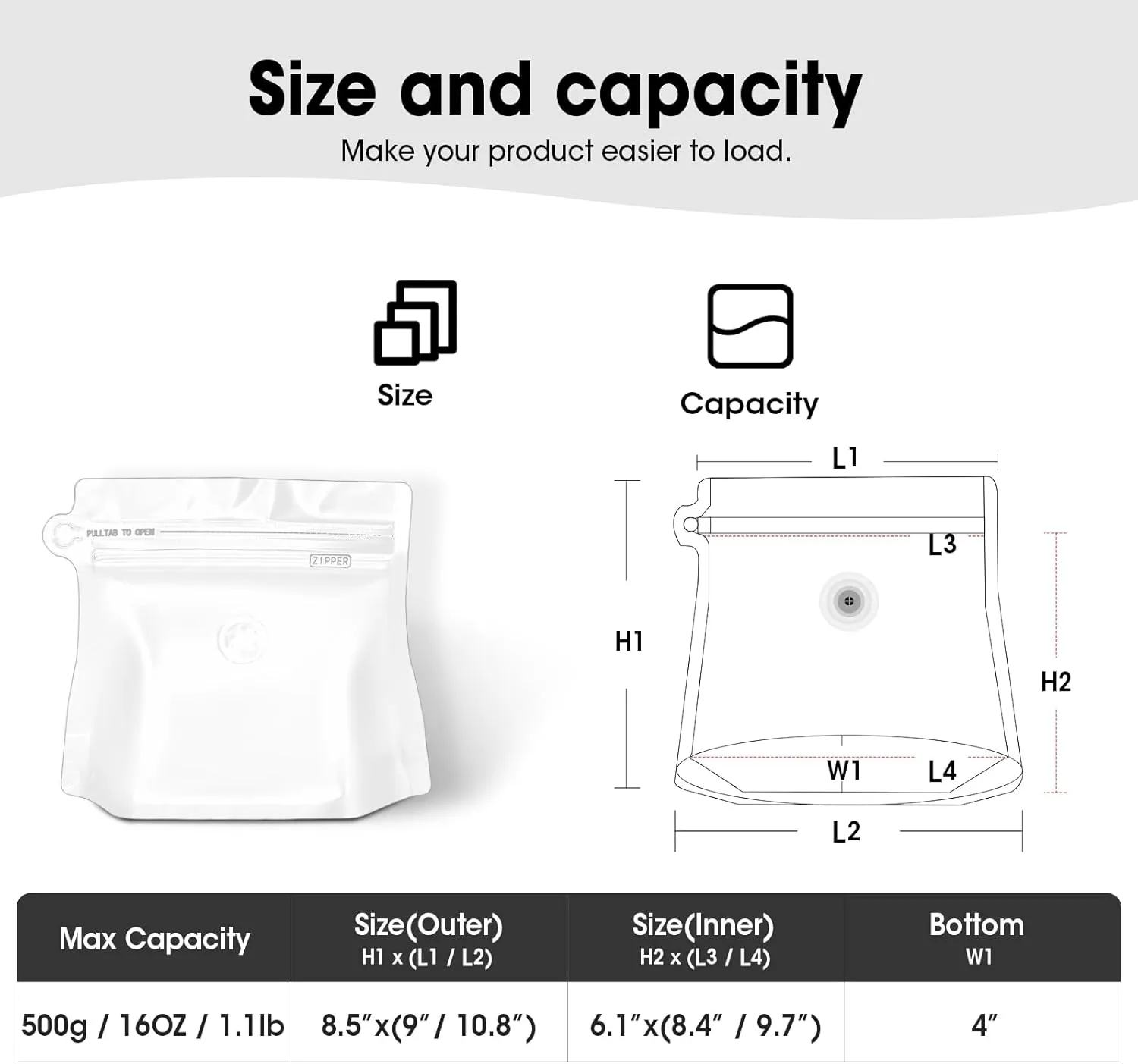 16oz 1lb 60pcs Coffee Bags With Valve, Vented Barrier Storage Pouches, Stand-up Packaging for Food, Diamond Shaped, Requires Heat Sealing Machine (White)