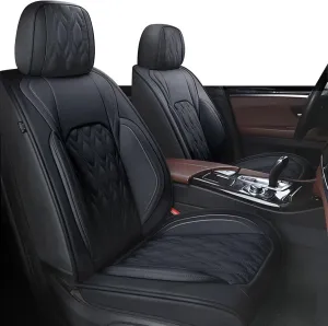 2 Front Car Seat Cover Fit for Chevy/Chevrolet Suburban 2009-2023 2024 2025, Faux Leather Seat Covers Waterproof Auto Seat Cushion Protector Compatible Airbag (2 Seats,Black)