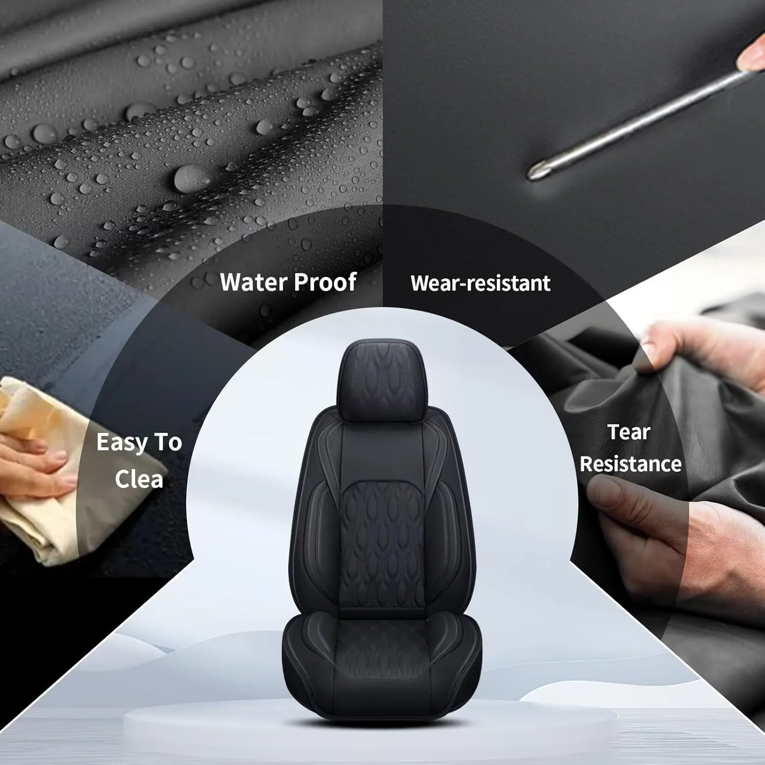 2 Front Car Seat Cover Fit for Chevy/Chevrolet Suburban 2009-2023 2024 2025, Faux Leather Seat Covers Waterproof Auto Seat Cushion Protector Compatible Airbag (2 Seats,Black)