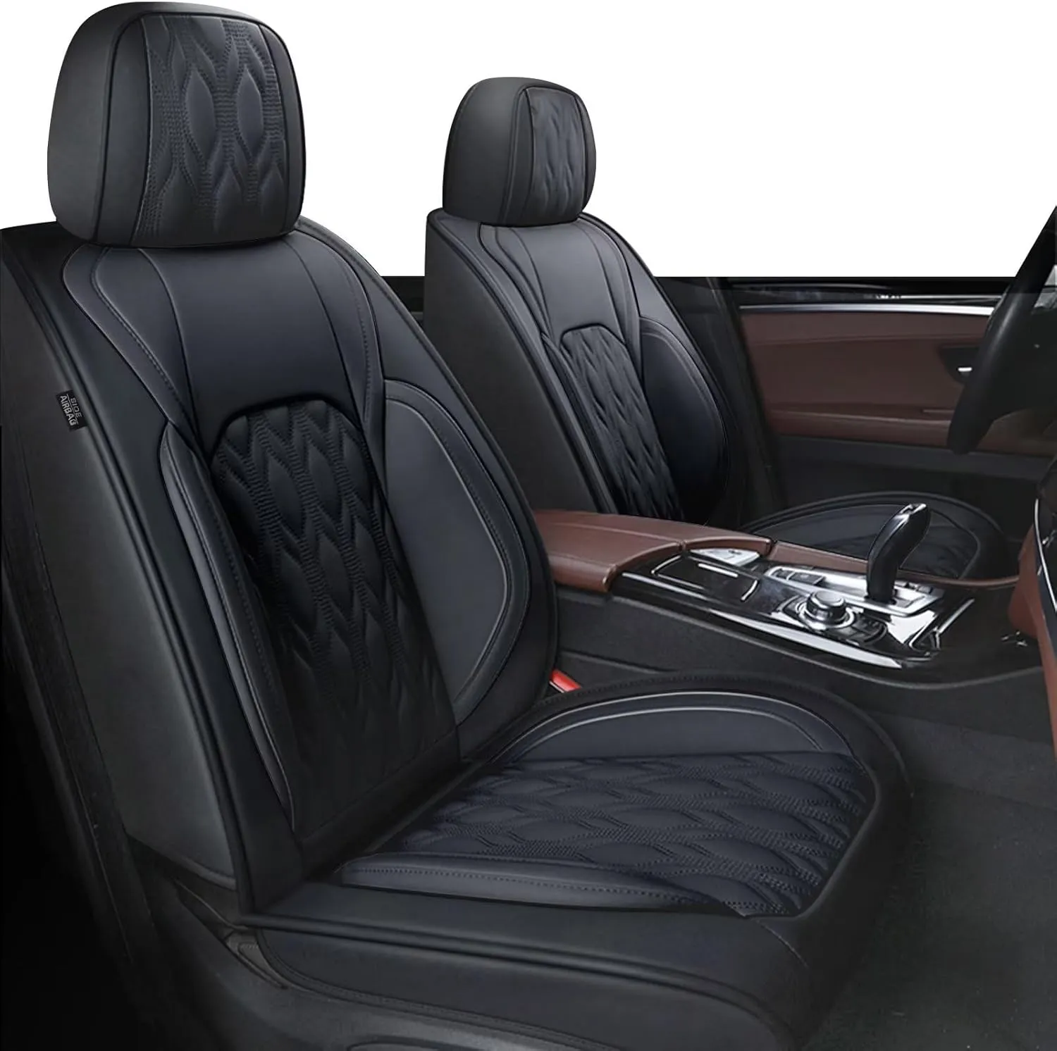 2 Front Car Seat Cover Fit for Chevy/Chevrolet Suburban 2009-2023 2024 2025, Faux Leather Seat Covers Waterproof Auto Seat Cushion Protector Compatible Airbag (2 Seats,Black)