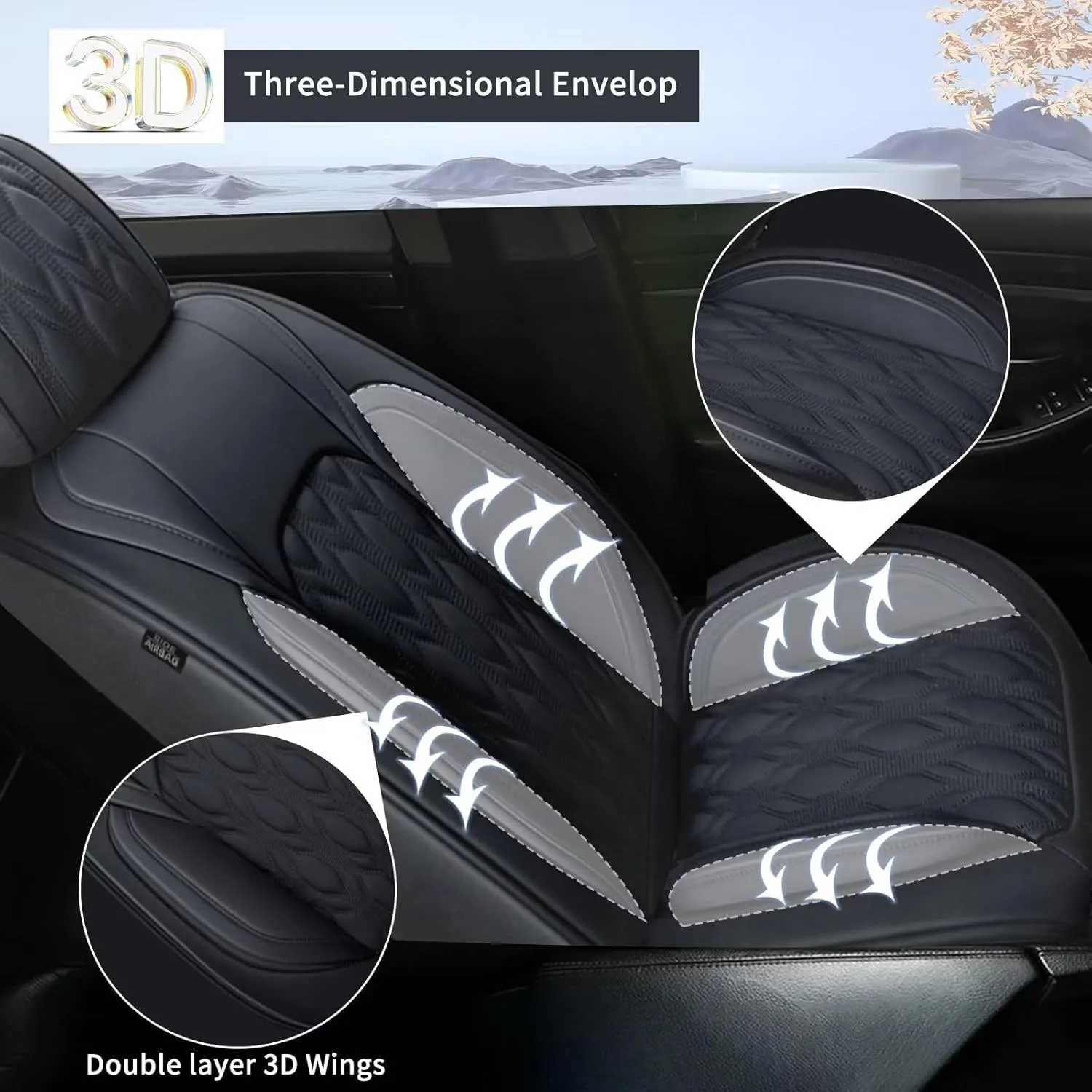 2 Front Car Seat Cover Fit for Chevy/Chevrolet Suburban 2009-2023 2024 2025, Faux Leather Seat Covers Waterproof Auto Seat Cushion Protector Compatible Airbag (2 Seats,Black)