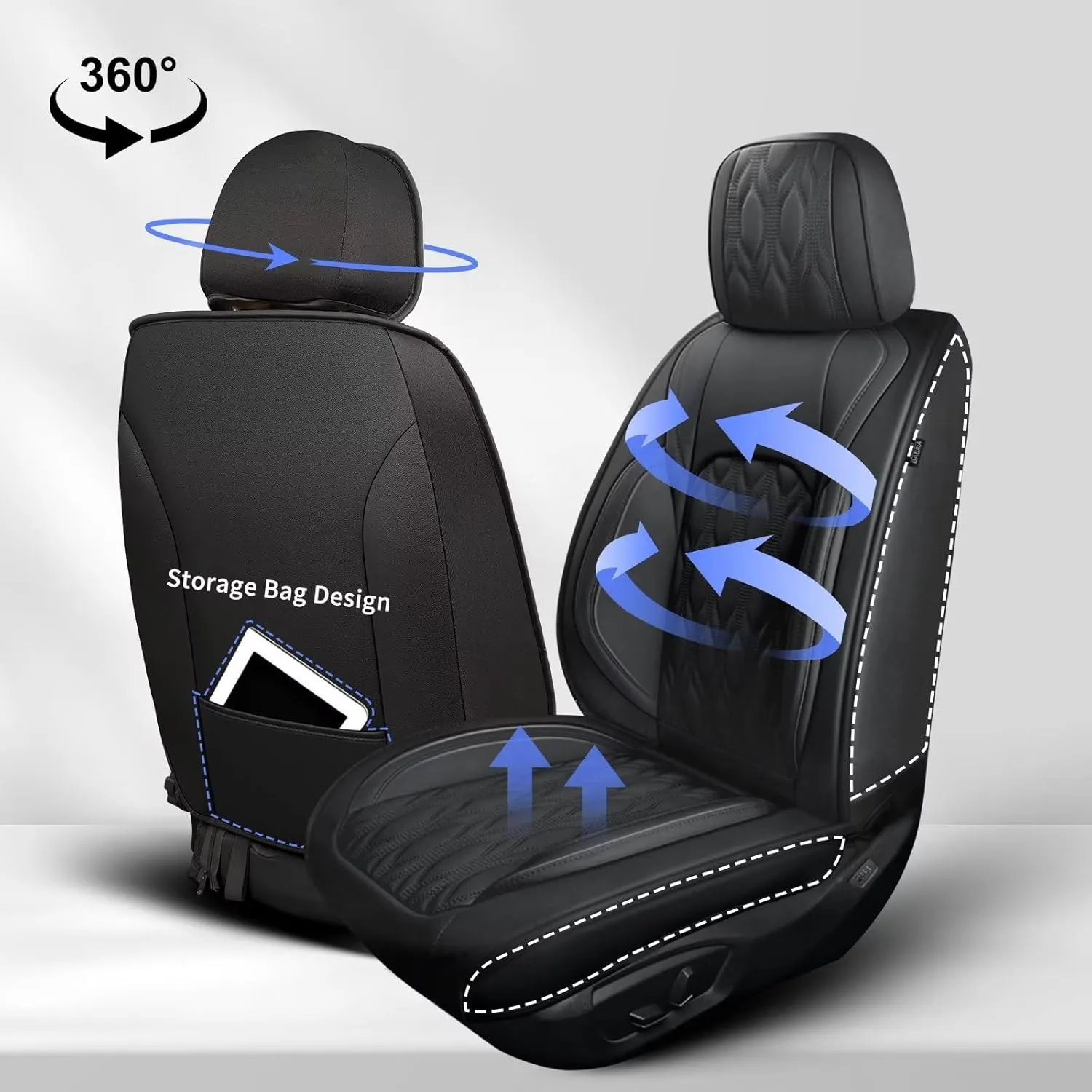2 Front Car Seat Cover Fit for Chevy/Chevrolet Suburban 2009-2023 2024 2025, Faux Leather Seat Covers Waterproof Auto Seat Cushion Protector Compatible Airbag (2 Seats,Black)
