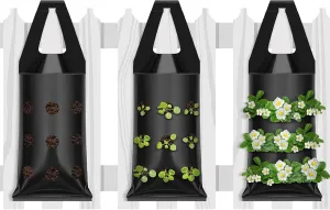 20 Pcs Hanging Flower Pouch with 9 Slits Hanging Grow Bags Flower Planting Bag Handle Grow Pouch Planter for Outdoor, Wall, Garden, Plant, Tomato, Strawberry