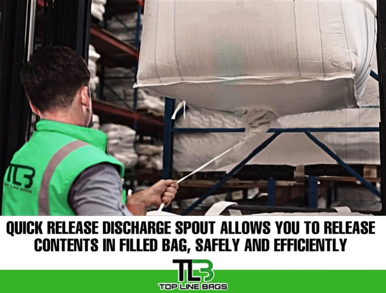 200 BAGS- Bulk Bags with duffel top and bottom spout. FIBC 35 x 35 x 45-2200lb Capacity- Top Line Bags Inc. - (200 Bags with Pallet Delivery)