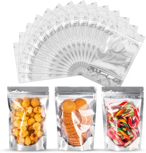 200 Pack Mylar Bags for Food Storage Resealable for Small Business Stand Up Packaging (Silver, 4x6Inches)