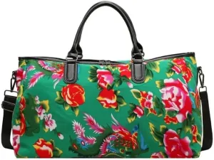 2025 Northeast Big Flower Fashion Canvas Travel Bag Men Women Outdoor Casual Fitness Portable Hand Crossbody Bag(Green)