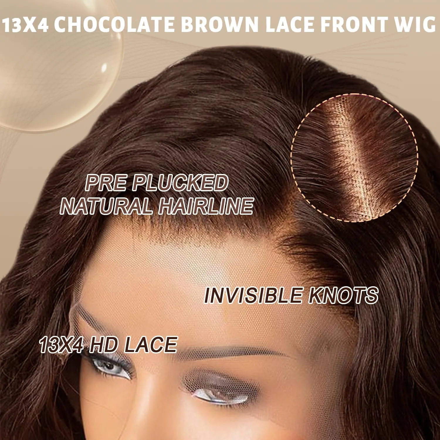 220 Density Chocolate Brown Lace Front Wig Human Hair 22 Inch 13x4 HD Deep Wave Lace Front Wigs Brown Loose Deep Wave Wigs Human Hair Pre Plucked for Black Women