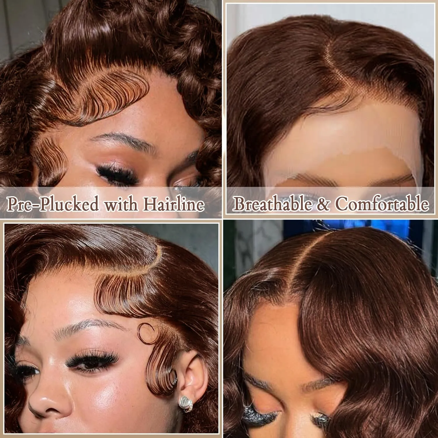 220 Density Chocolate Brown Lace Front Wig Human Hair 22 Inch 13x4 HD Deep Wave Lace Front Wigs Brown Loose Deep Wave Wigs Human Hair Pre Plucked for Black Women