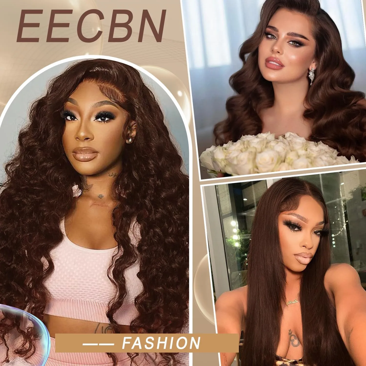 220 Density Chocolate Brown Lace Front Wig Human Hair 22 Inch 13x4 HD Deep Wave Lace Front Wigs Brown Loose Deep Wave Wigs Human Hair Pre Plucked for Black Women