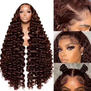 220 Density Chocolate Brown Lace Front Wig Human Hair 22 Inch 13x4 HD Deep Wave Lace Front Wigs Brown Loose Deep Wave Wigs Human Hair Pre Plucked for Black Women