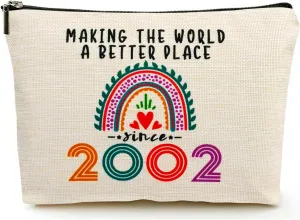 23rd Birthday Gifts for Her Makeup Bags, 2002 Happy 23rd Birthday Decorations for Women Her, 23 Year Old Birthday Gifts Ideas for Daughter, Sister, BFF, Female, Teenage Girls, Cosmetic Travel Pouch