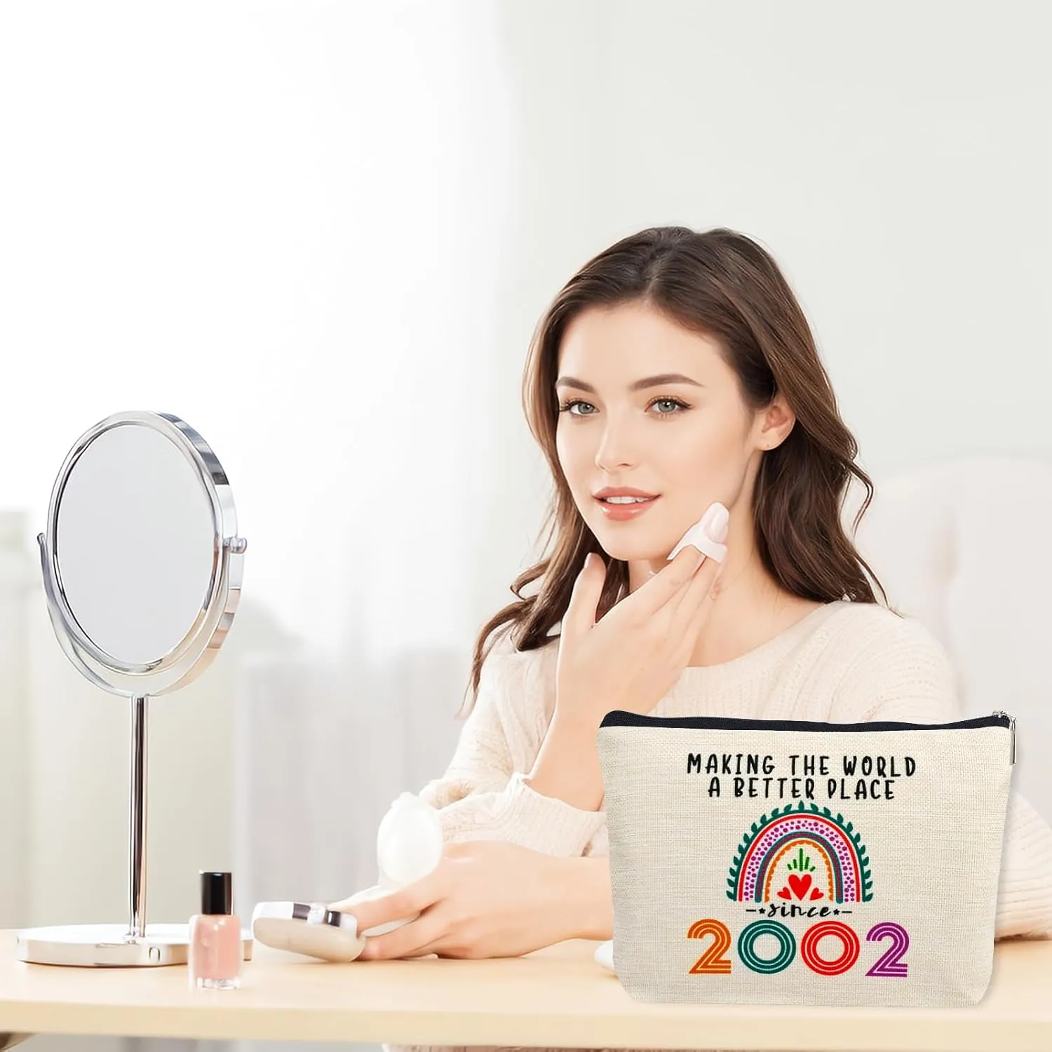 23rd Birthday Gifts for Her Makeup Bags, 2002 Happy 23rd Birthday Decorations for Women Her, 23 Year Old Birthday Gifts Ideas for Daughter, Sister, BFF, Female, Teenage Girls, Cosmetic Travel Pouch