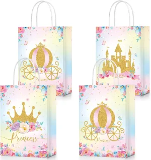24 Pcs Princess Prince Party Favor Bags Prince Princess Castle Party Bags Princess Treat Bags with Handles Candy Goodie Bags for Gender Reveal Party Baby Shower Wedding Supplies ()