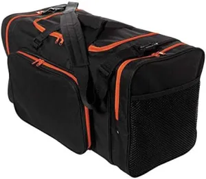 24" Blank Sports Duffle Bag Gym Bag Travel Duffel With Adjustable Strap *Vintage Black with Stylish Neon Outlines* (BLACK/NEON ORANGE)