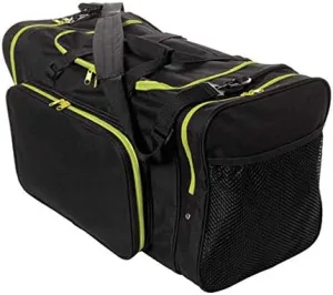 24" Blank Sports Duffle Bag Gym Bag Travel Duffel With Adjustable Strap *Vintage Black with Stylish Neon Outlines* (BLACK/NEON YELLOW)