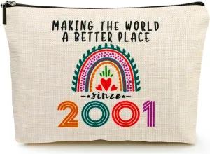 24th Birthday Gifts for Her Makeup Bags, 2001 Happy 24th Birthday Decorations for Women Her, 24 Year Old Birthday Gifts Ideas for Daughter, Sister, BFF, Female, Teenage Girls, Cosmetic Travel Pouch