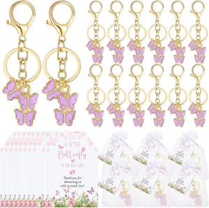 25 Sets Baby Shower Favors for Guests Baby Shower Butterfly Keychain Cute Butterfly Keychain Bulk with Thank You Cards Organza Bag Baby Shower Return Gifts for Guests Baby Shower