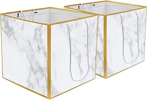 2PCS Marble Gift Bags Extra Large Size, 11.8" Large Wedding Gift Bags, Large Womens Birthday Anniversary Gift Bagw, Wedding Bags for Gifts for Baby Shower(2F1)
