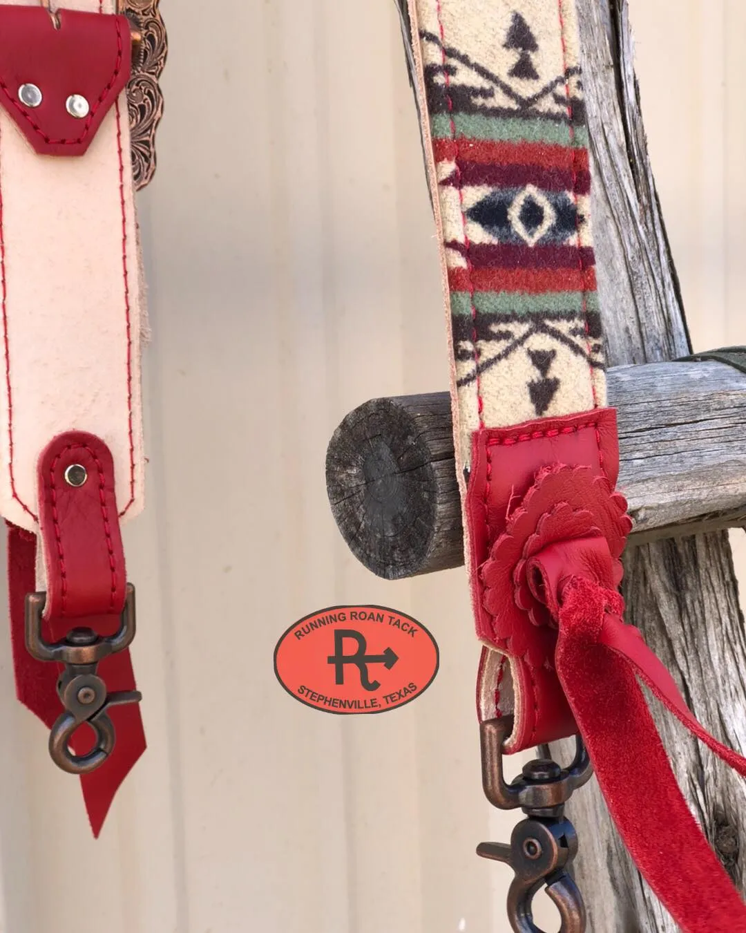 2" Wide Adjustable Red Leather and Spirit of the People Wool Cross Body or Shoulder Strap for Handbag, Rope Can, Computer Bag, Camera Bag, etc