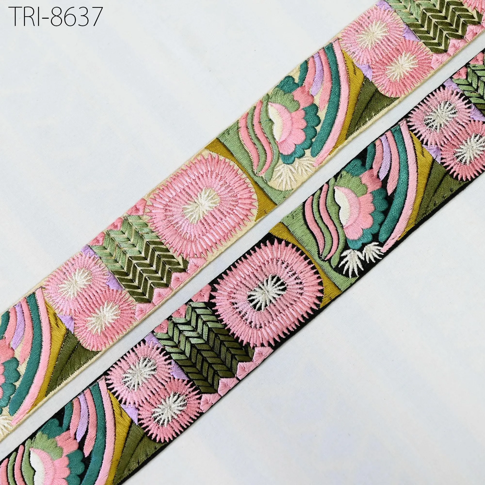 3 Yard Embroidery Pink Trim Embellishment Embroidered Fabric Saree Border Costumes Crafting Sewing Beach Bags Christmas Decorations 5Cm