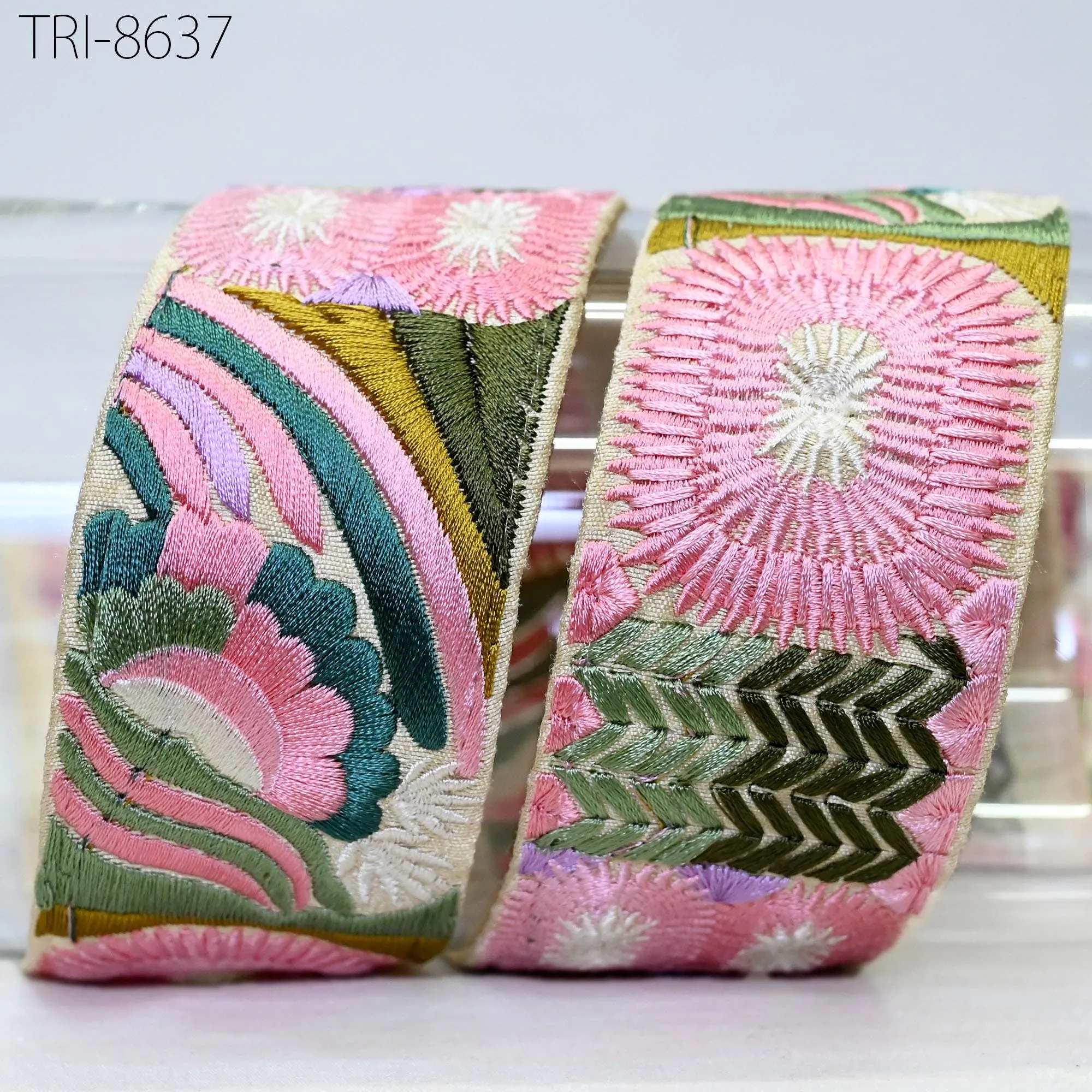 3 Yard Embroidery Pink Trim Embellishment Embroidered Fabric Saree Border Costumes Crafting Sewing Beach Bags Christmas Decorations 5Cm